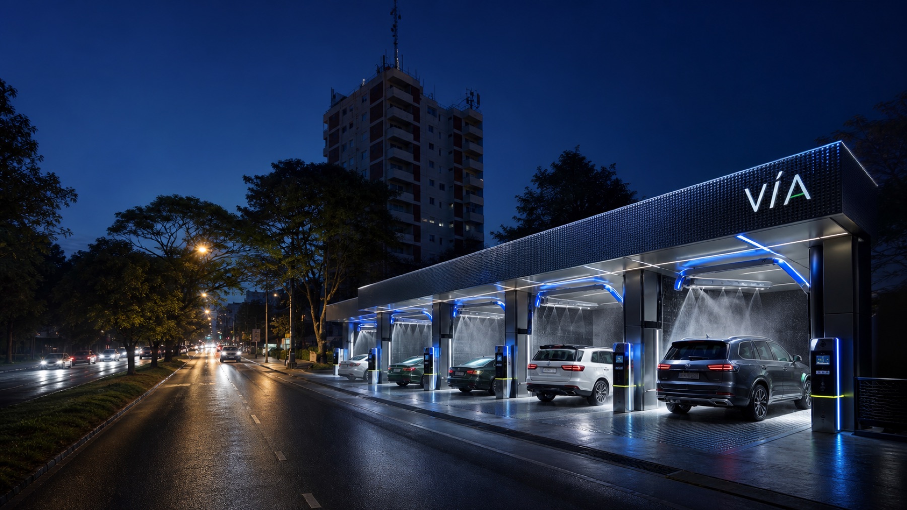 Vía Car Wash en la avenida Mariscal López, San Lorenzo
